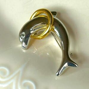 Vintage Park Lane Dolphin Silver & Gold Tone Brooch
